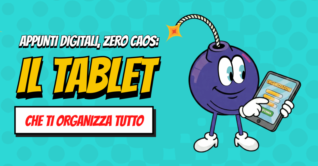 Appunti digitali zero caos, immagine mascotte con tablet