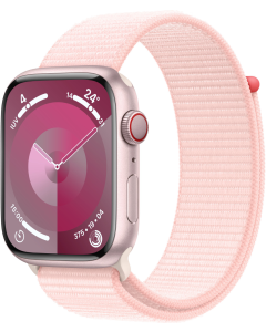 Apple Watch Series 9 GPS 45mm Alluminio Rosa - Cinturino Tessuto Sport Loop Rosa Confetto - EUROPA