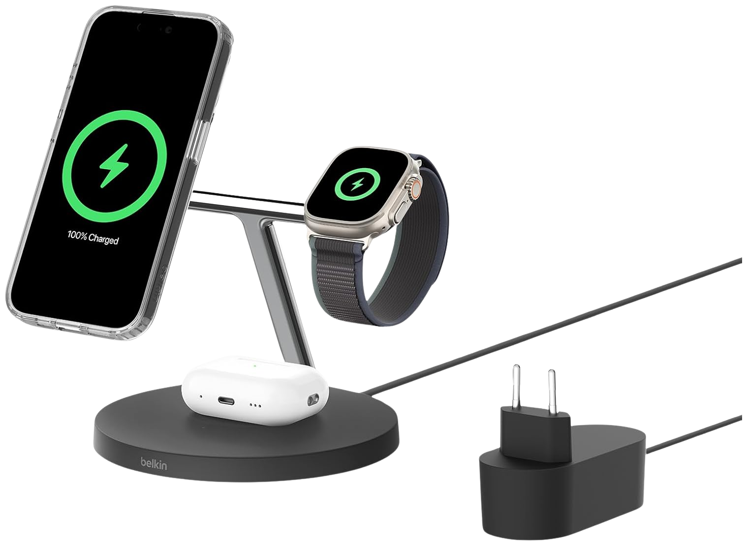 Belkin Belkin Boost Charge Pro Caricabatteria wireless 3 in 1 con Mag Safe Black